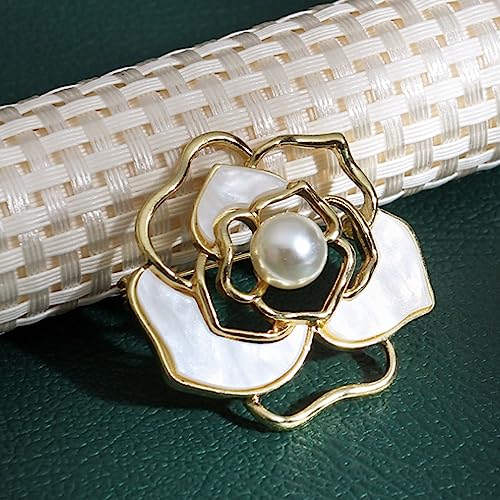 Image of Fashion Rhinestone Flower Brooches Pins Cute Pearl Crystal Floral Lapel Pin Brooch Costume Decorate Jewelry for Women Gril Gift