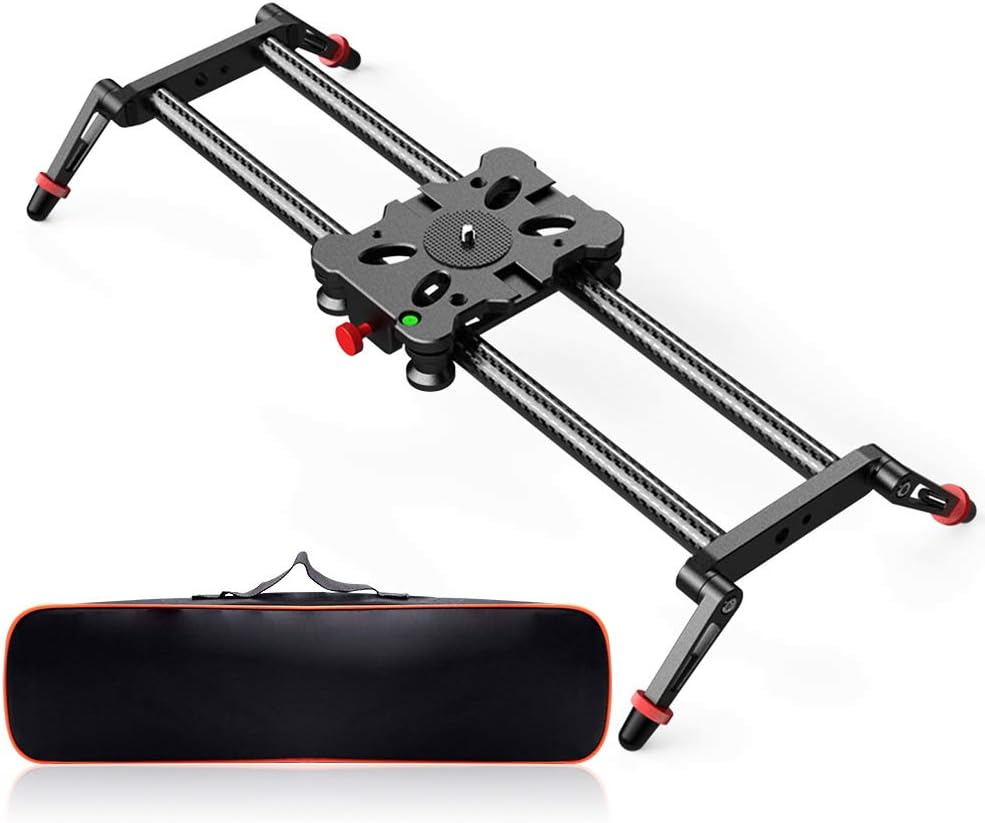 FOSITAN 15.7 inches/40cm Carbon Fiber Camera Track Slider Track Dolly Slider Video Stabilizer with 4 Roller Bearings for DSLR Camera and Camcorder Stabilize Photography 17.6 pounds Loading