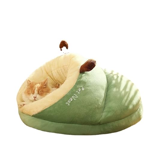 Fegson 猫用ハウス 犬 ベッド 冬 ペット クッション 猫用こたつ コタツ 布団 猫の家 ペット用品 かわいいスリッパの形 冬は暖かく保ちます 半密閉型 ペット用品 (L-60*40*35cm,グリーン)