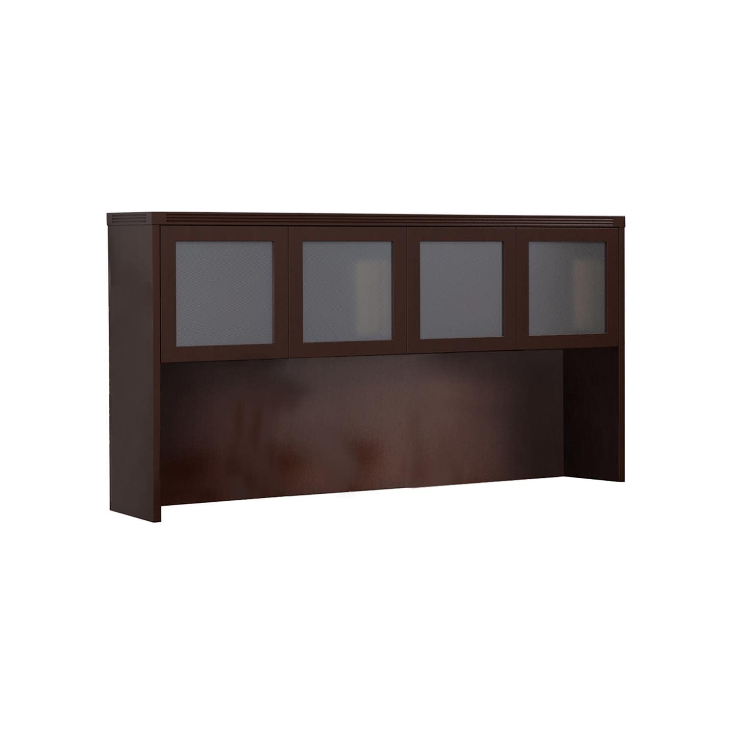 Mayline AHG72LDC Aberdeen 72" Hutch Cabinet with Glass Doors, Mocha Tf