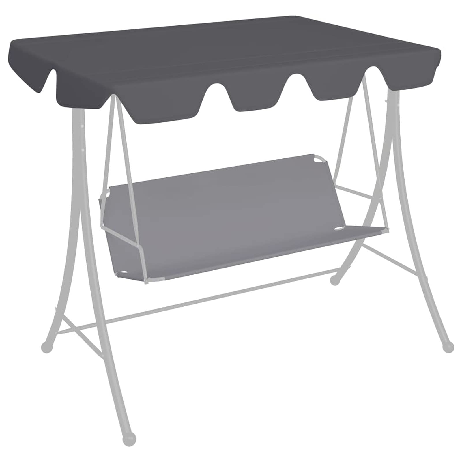 JUDYY Baldacchino per Dondolo da Giardino Antracite 150/130x70/105cm,Accessori per baldacchini e Gazebo,Tetti per baldacchini e gazebi-312099