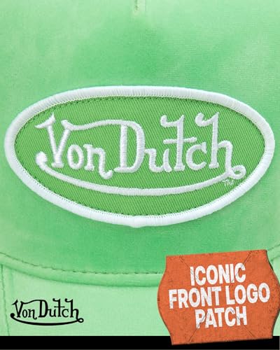 Image of Von Dutch Unisex Trucker Hat - Velvet Curved Bill Mesh Back Retro Classic Adjustable Snapback Baseball Cap for Men and Women
