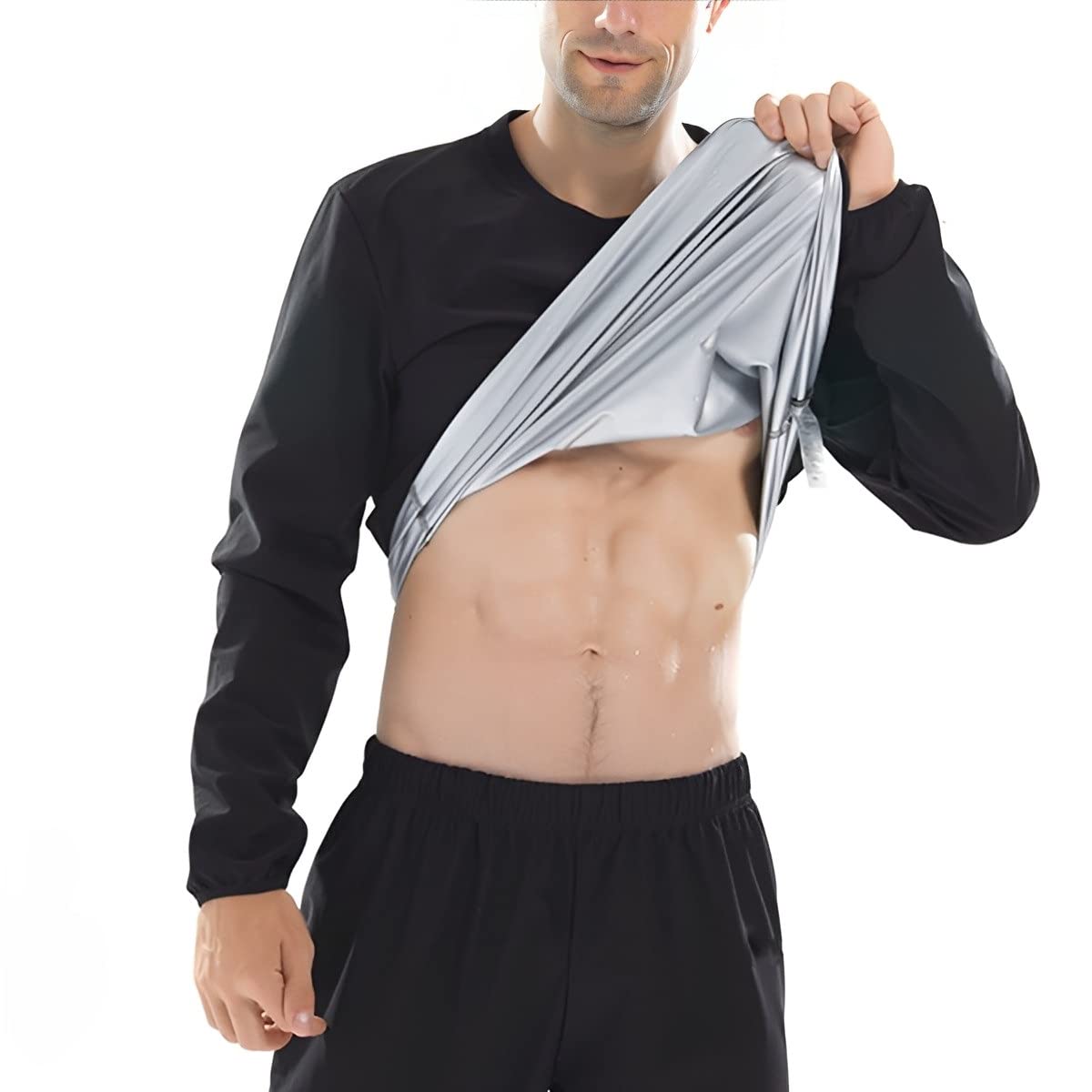 Trajes de sauna de manga larga para hombre que aceleran la sudoración deportiva en fitness
