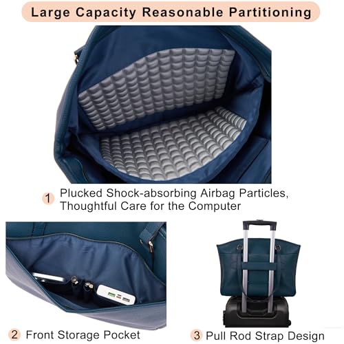 YZAOLL 15.6 Inch Laptop Tote Bag for Women,Lightweight Water-resistant Vegan Leather with Padded Sleeve Multi-Pocket Work Bag4