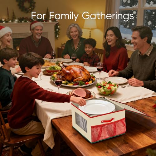 homyfort China Plate Storage Containers, Dish Storage Box Protectors, 2 Pack 12 Inch Hard Shell Dinner Plate Organizer with Lids and Felt Dividers (Beige) homyfort China Plate Storage Containers, Dish Storage Box Protectors, 2 Pack 12 Inch Hard Shell Dinner Plate Organizer with Lids and Felt Dividers (Beige) - Image 9