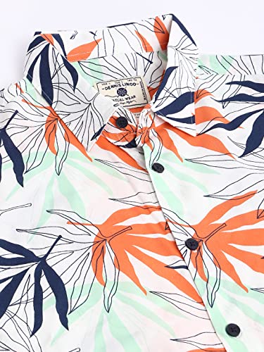 Image of Dennis Lingo Men's Floral Slim Fit Rayon Casual Shirt with Spread Collar & Half Sleeves