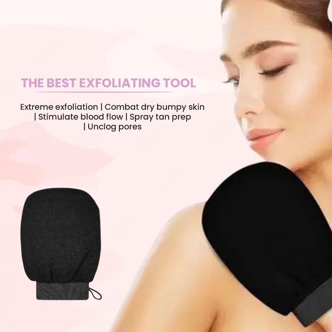 Indus Organics Bathing glove,Exfoliating Glove - Pure Viscose Fibre, Tan Removal for Face and Body,Triple-Layered Exfoliating Body Glove for Dead Skin, 2