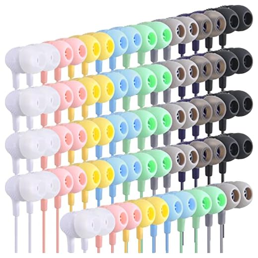20 Pack Kids Earbuds Bulk 3.5 mm in-Ear Earphones Multi Colors Earphones Wired Earphones Without Mic Colorful Earbuds Headphones for School Classroom Students Kids Adults Gifts