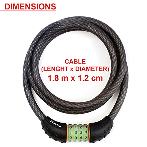 Câble antivol vélo Master Lock 1,8m à combinaison 8190EURDPRO avec support de fixation - 7