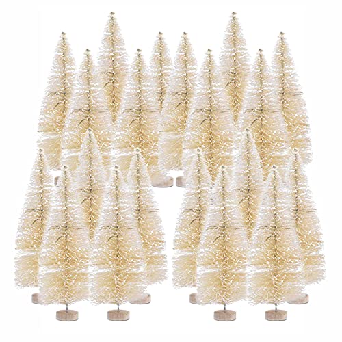 Oeey 20 Pcs Desktop Miniature Christmas Trees Mini Pine Tree, Bottle Brush Trees Sisal Snow Frost Trees For Xmas Holiday Party Home Tabletop Tree Decor, 16Cm, White, (200907Yy03-44#59Bzf) #TOP6