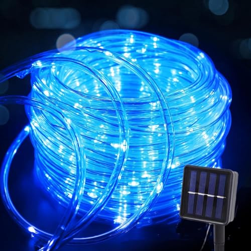 KISUFU Luces Solares LED Exterior Jardin, 7M 50LED Guirnalda Luces Exterior Solar, 8 Modos IP65 Impermeable Serie de lámparas de cobre de tubo arcoíris de PVC para Navidad, Bodas, Fiestas, Jardines