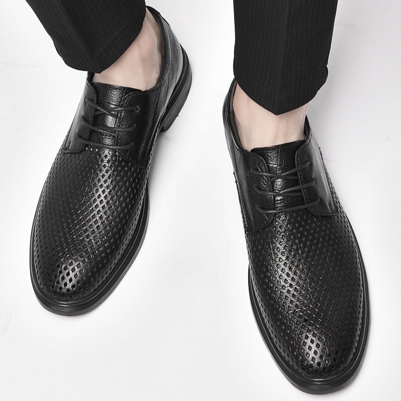 Men's Modern Leather Slip On Pointed Toe Derbys Shoes Classic Formal Business Shoes Lace-up Casual Comfortable Walking Shoes for Men2