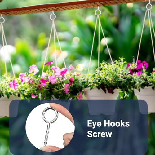 Augsun 326-6646 12 Pack 2.5 Inch Eye Hooks Screw, Heavy Duty 304 Stainless Steel Eye Screw thumb #4
