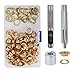 HO2NLE 100Pcs Ojales Kit de Ojetes Metalicos de 10 mm Set de Ojales Oros con Herramienta de Instalación y Una Caja de Almacenamiento Transparente para Cortinas, Tela, Lona, Cuero (oro)