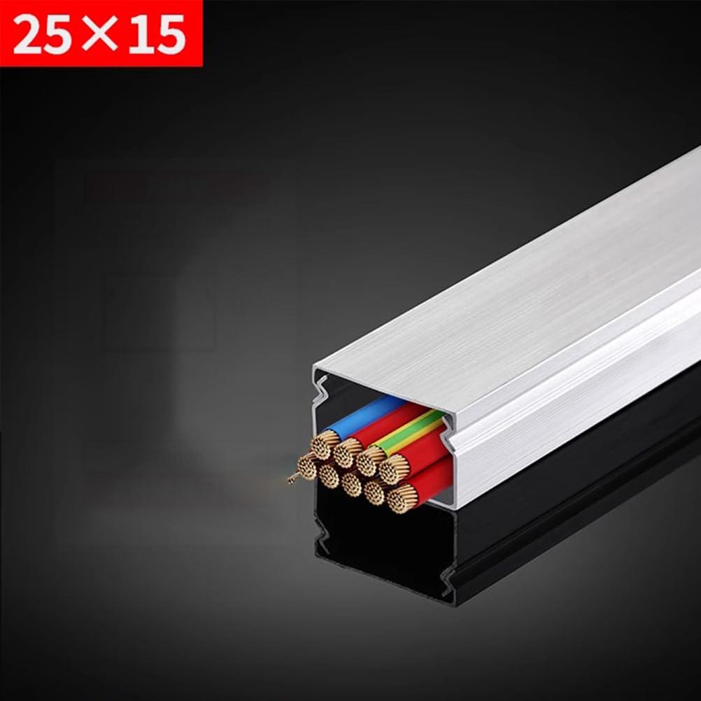 Canalina passacavi Quadrata da 1 m, canalina passacavi in ​​Metallo, canaline in Alluminio Resistenti per Interni/Esterni/Garage/Magazzini,25x15mm