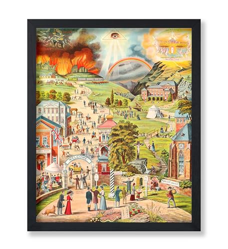 Monem Art Vintage The Broad and The Narrow Way Poster - Retro Christian Print - Catholic Design - Jesus Art - Religious Print - Hell Artwork - Office or Living Room Decor - 11x14 UNFRAMED