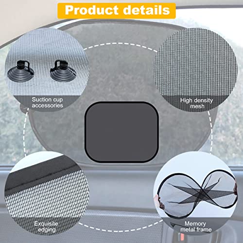 5Pack Set Car Window Shade, Auto Sun Shades for Side and Rear Window, Sun Glare and UV Rays Protection for Child, Sun Shade with Suction Cup Universal for Most Cars