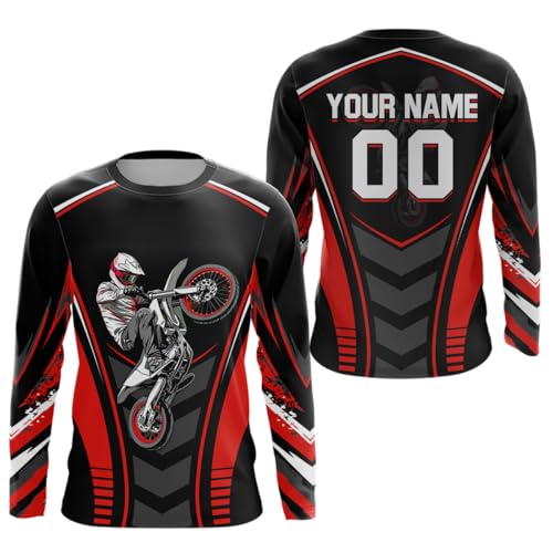 Personalized Youth Motorcycle Shirt Motocross Racing Jersey Motocross Shirt Kid Men UPF30+ Youth Dirt Bike Jersey Off-Road