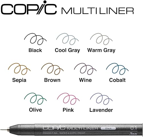 Miniatura 3 de Copic Multiliner Set, juego completo de 10 bolígrafos de colores - 0.012 in