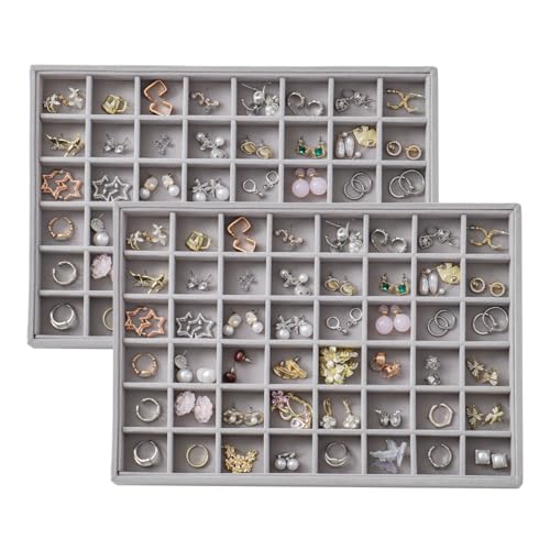 Image of Large Velvet Jewelry Tray Display Drawer Inserts 2 Pack