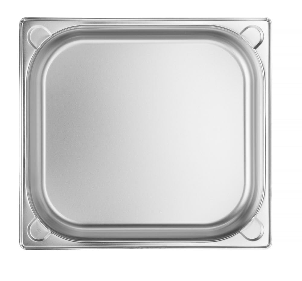 HENDI Gastronormbehälter, mit verstärkten Ecken, geeignet für Chafing Dishes, Bain-marie, Backöfen, Gefrierschränke, temperaturbeständig von -40° bis 250°C, 5L, GN 2/3, 354x325x(H) 65mm, Edelstahl