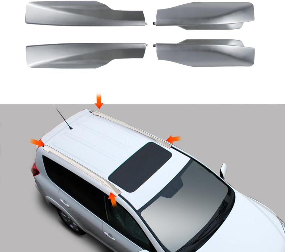 Roof Rack Cross Bar Rail Covers 4PCS ABS Plastic End Cap for Toyota RAV4 2006 2007 2008 2009 2010 2011 2012 Cargo Racks End Cover Shell Cap Replacement Silver