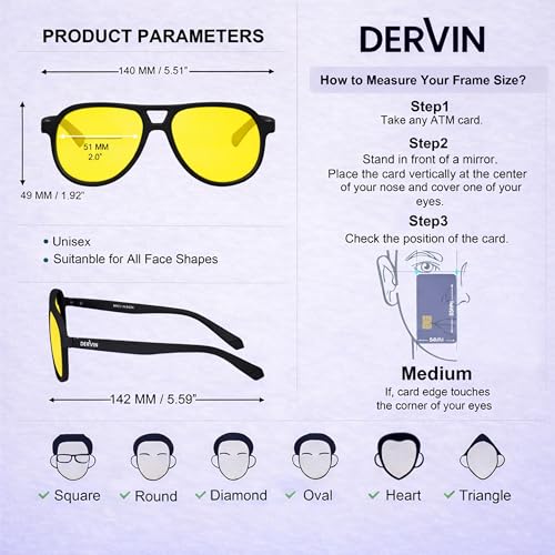 Image of Dervin UV Protected Yellow Lens Driving Polarized Sunglasses for Men & Women