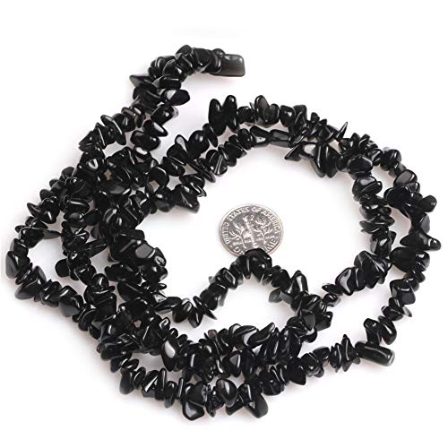 Image of 5-8mm Black Onyx Chips Natural Chip Stone Beads for Jewelry Making | Semi Precious, Loose Gemstone, Healing Crystal, Rocks, 230Pcs Strand, Drilled, DIY Bracelets Necklaces Earrings Crafts Supply