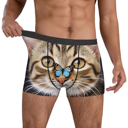 Cute Kitten Butterfly Mens Underwear Boxer Briefs With Contour Pouch Soft Stretch Boxer Briefs Breathable Boxers4