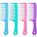 TecUnite 4 Pieces 9 1/2 Inches Anti-static Large Tooth Detangle Comb, Wide Tooth Hair Comb Salon Shampoo Comb for Thick Hair Long Hair and Curly Hair (Light Blue, Purple, Pink and Cyan)