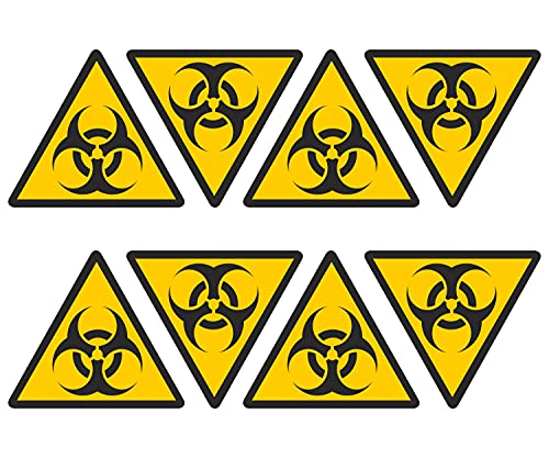 Pubblimania Biohazard 8 Aufkleber mit Danger Dreiecke, bedruckt, langlebig, für den Innen- und Außenbereich, 9,5 x 8,5 cm (Biohazard 8)