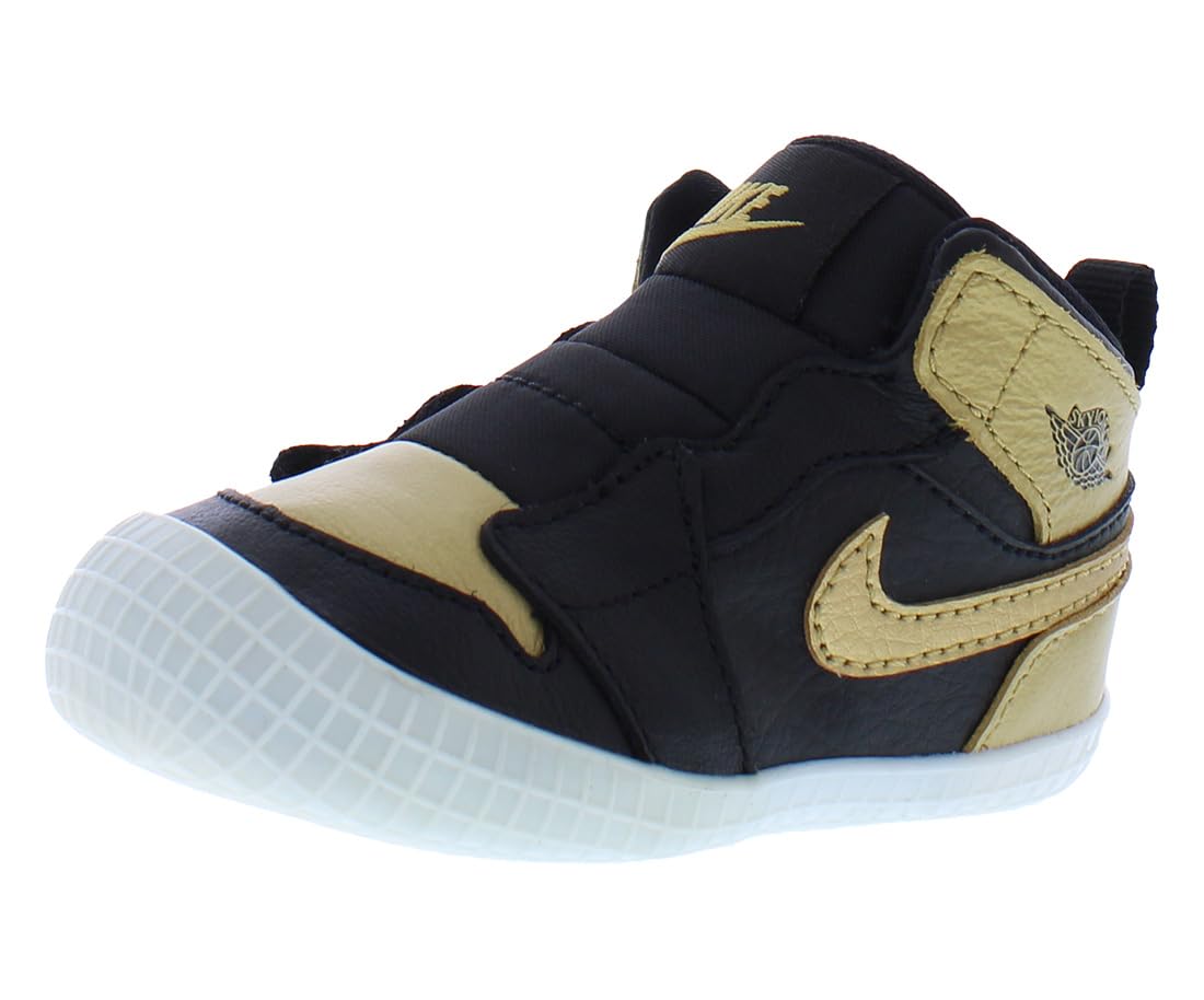 Nike Jordan 1 AT3745-071 - Scarpine da culla per bambini, colore: nero/vela/oro metallizzato