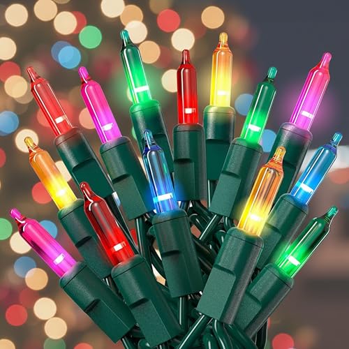 PREXTEX Christmas String Lights with Green Wire - 100 Count,