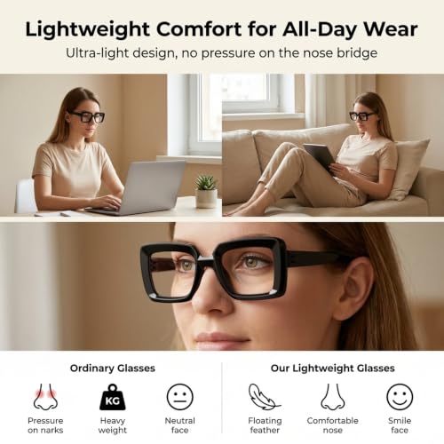 Image of Eyekepper Blue Light Glasses for Women, Square Black Eyeglasses 4.0, 2 Pack