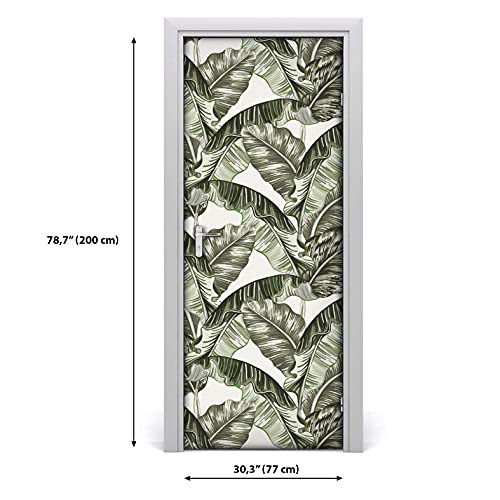 Vinilo para puerta hojas de banana que cubre imperfecciones 3