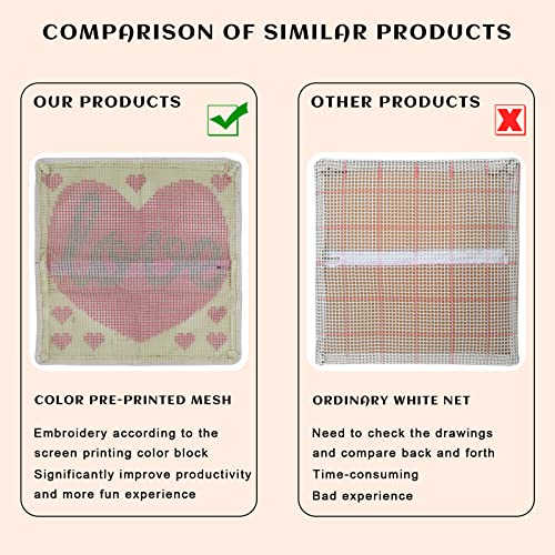 Csbyw Latch Hook Kits For Adults Beginners Diy Cross Stitch Love Pillow Cover Latch Hook Pillow Kits With Colorful Preprinted Canvas Crochet Yarn Kits Needlework Crafts Home Decor 17'' X 17'' #TOP3