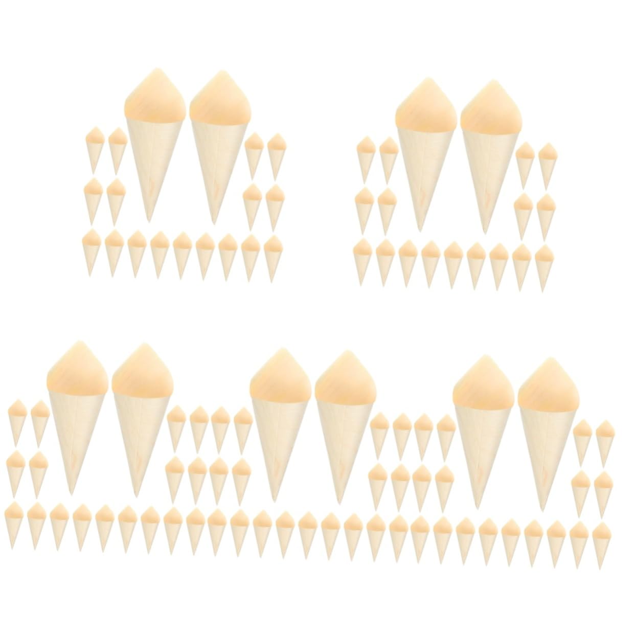 MUCKLILY 500pcs Wooden Food Cones Unique Disposable Ice Cream Holders for Events Crafted from Safe Wood for Desserts Snacks and Appetizers