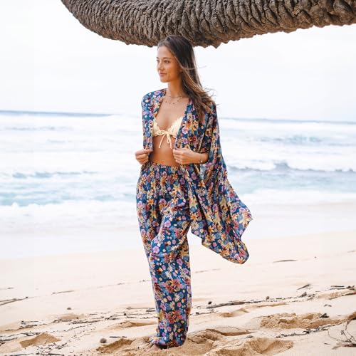 Image of Lotus and Luna Women's Harem Pants Thai Pants for Beach & Lounge High Waisted Flowy Boho Pants Genie Pants Yoga Pants