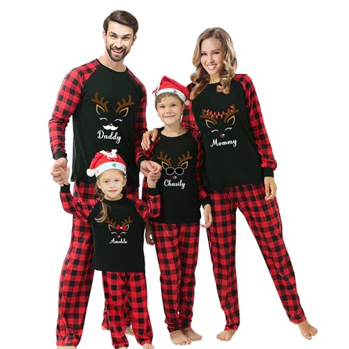 SLML Personalized Matching Family Christmas Pajamas Custom Name Christmas Pajamas Gift For Family Couple Xmas Holiday