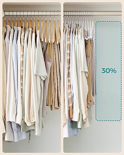 Image of SONGMICS Set of 10 Velvet Trouser Hangers with Adjustable Clips | Non-Slip, Space-Saving, 42.5 cm Long, for Skirts, Coats, Dresses, White, Hangers, Trouser Hanger CRF012W10