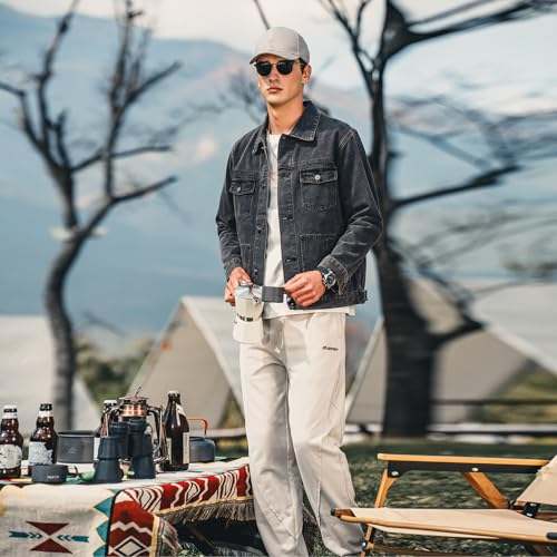 Image of Denim Jacket Men Vintage Autumn and Winter Tops Mens Denim Trucker Jacket