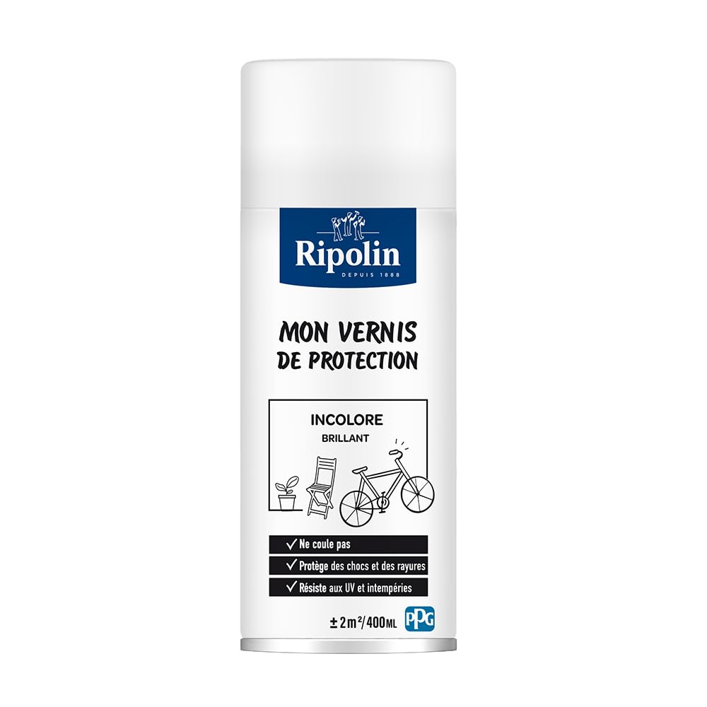 RIPOLIN, Solution Vélo, Aérosol Vernis Incolore Brillant Incolore 400 ml