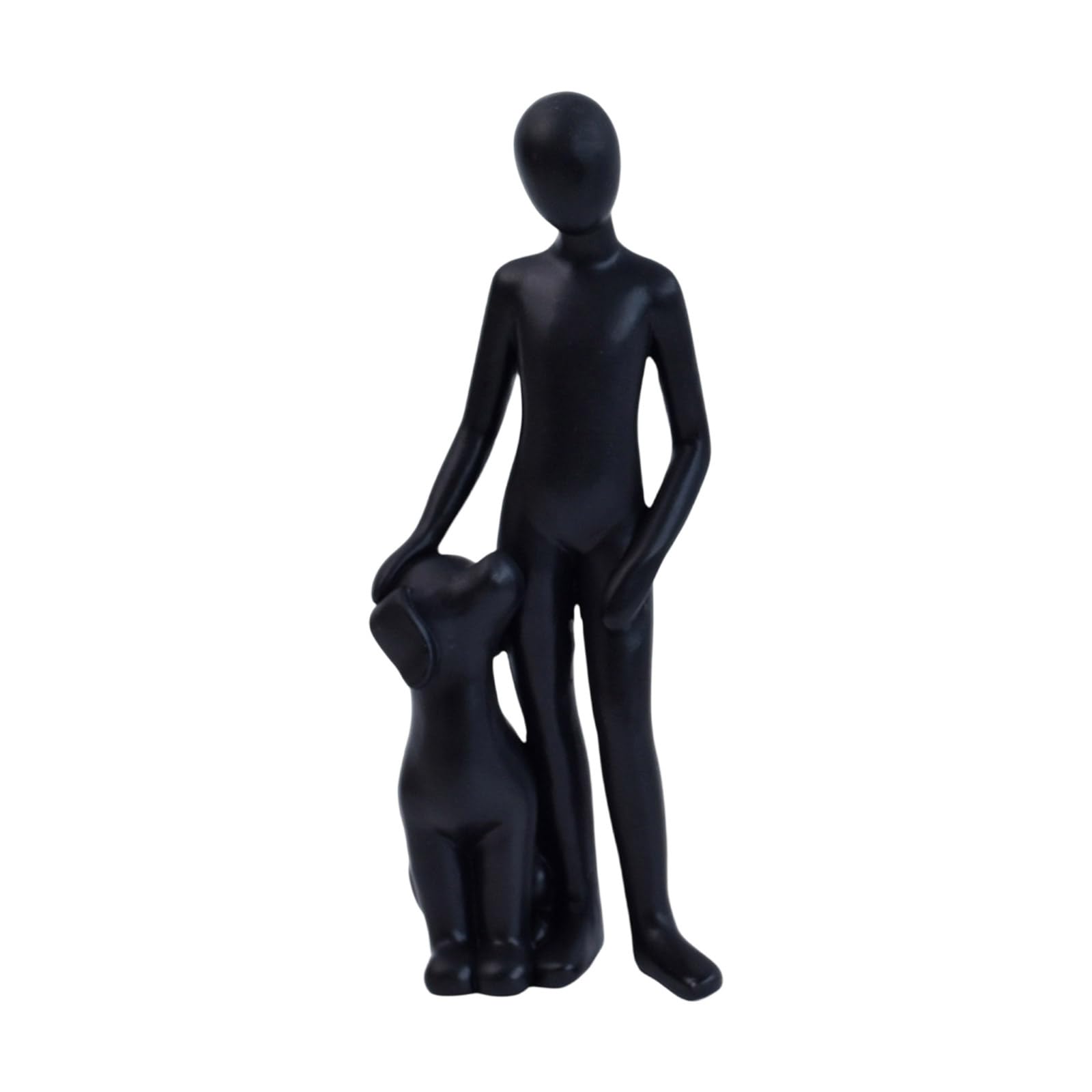 Coolhood Black Unique Sculpture Showcasing Emotional Connection Of And Dog Resin Figurine Ornament For Living Room Accent Artistic Resin Art