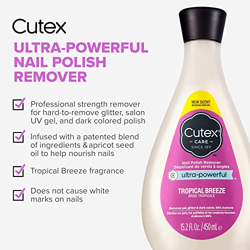 Cutex Gel Nail Polish Remover, Ultra-Powerful & Removes Glitter and Dark Colored Paints, Tropical Breeze Scent, 15.2 Fl Oz (Pack of 2) - 3