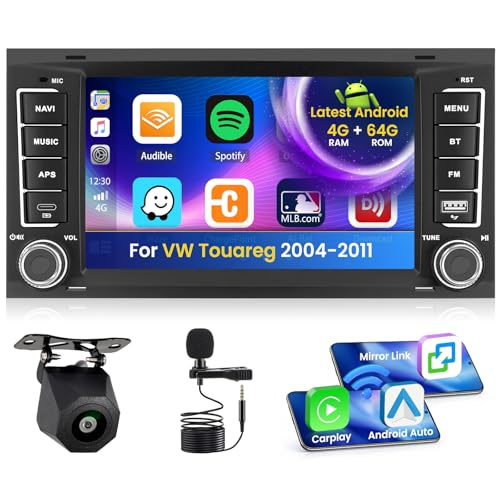 Inefala 4+64G Radio pour VW Touareg 2004-2011, 7'' Android 15 Ecran avec sans Fil Carplay/Android Auto Lien Miroir GPS Radio FM/RDS DSP WiFi Bluetooth SWC USB...