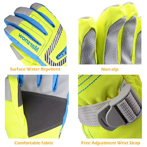 image for Azarxis Kids Ski Snowboard Gloves, Winter Thermal Warm Waterproof and 