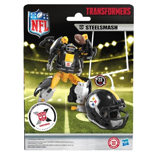 Image of Transformers NFL Pittsburgh Steelers Steelsmash 5.5-Inch Action Figure Changes from Robot to Helmet, Football Toys for Ages 8+
