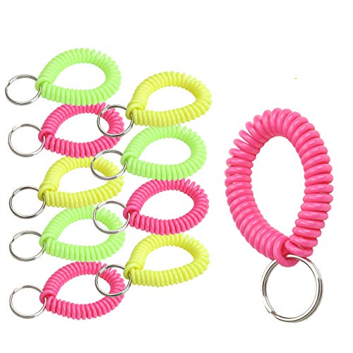 Image of Lucky Line 2 inch Spiral Wrist Coil with Steel Key Ring, Flexible Wrist Band Key Chain Bracelet, Stretches to 12 inch Assorted Neon Colors, 25 PK (41076)