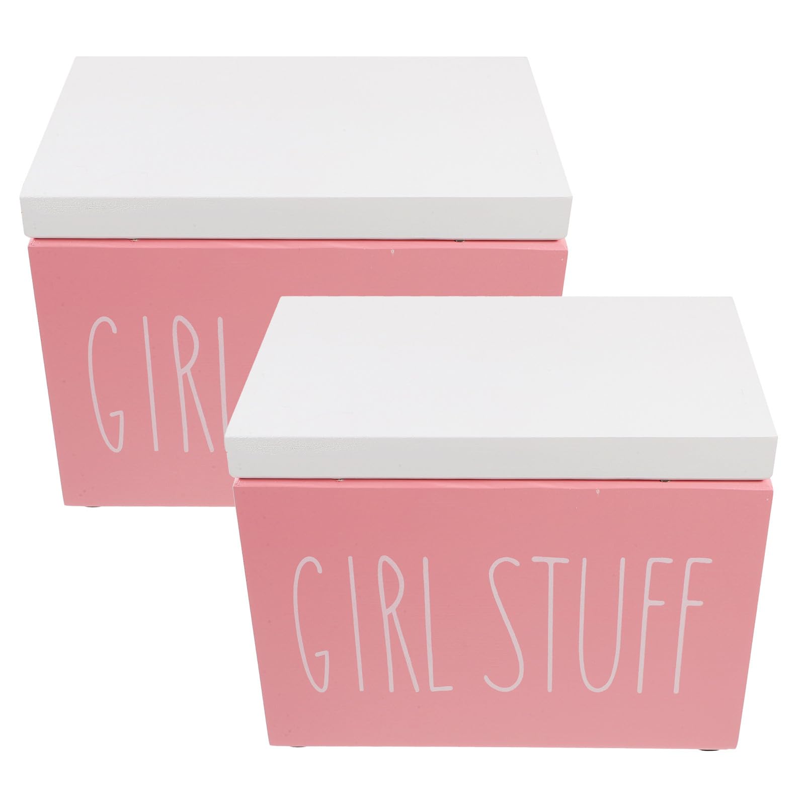 Lurrose 2 scatole in legno rosa con coperchio per assorbenti igienici | Organizzatore per assorbenti igienici a 2 scomparti con cuscinetti antiscivolo per il bagno, scatola porta assorbenti in