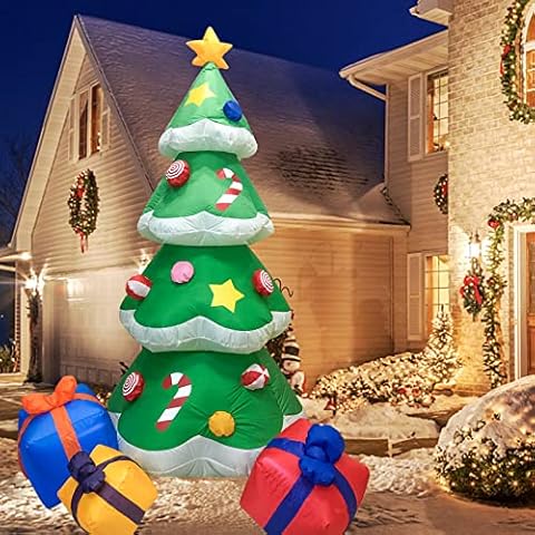 6 FT Inflatable Christmas Tree Built-in LED Lights, Christmas Inflatables Outdoor Decorations, Inflatable Christmas Decorations for The Yard Gardenistmas Decorations for The Yard Garden Cover
